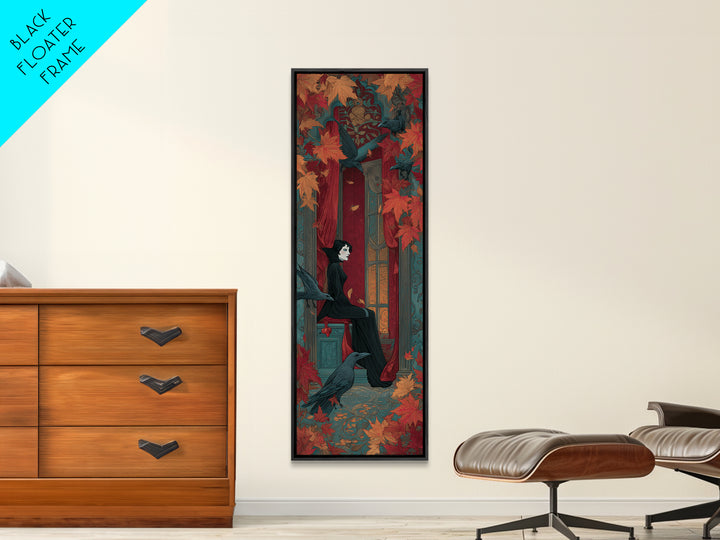 The Velvet Vampire Conservatory - Icon Portrait, Gothic Home Decor, Tall Narrow Wall Art, Canvas Print, Halloween Home Decor