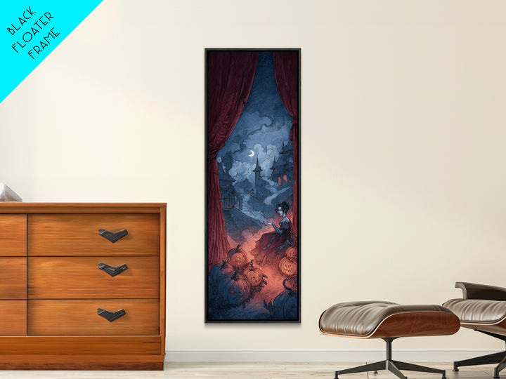The Velvet Vampire Conservatory - Environmental Panorama, Occult Wall Decor, Tall Narrow Wall Art, Canvas Print, Halloween Home Decor