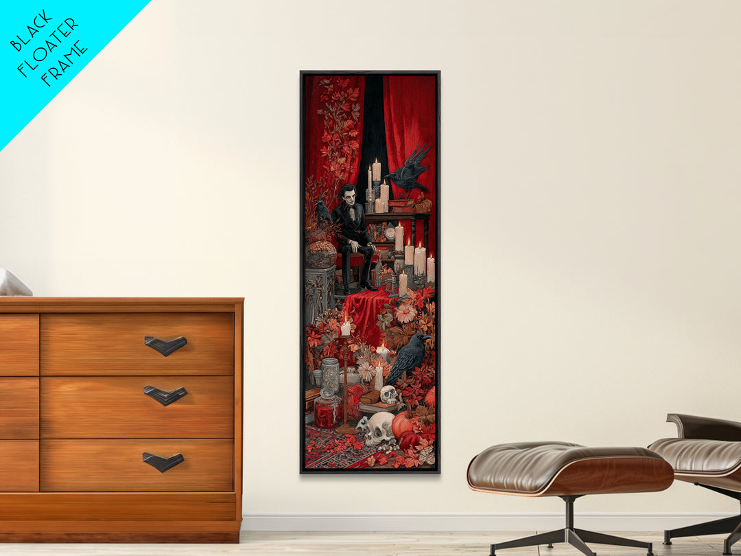 The Velvet Vampire Conservatory - Occult Still Life, Occult Wall Decor, Tall Narrow Wall Art, Canvas Print, Halloween Home Decor