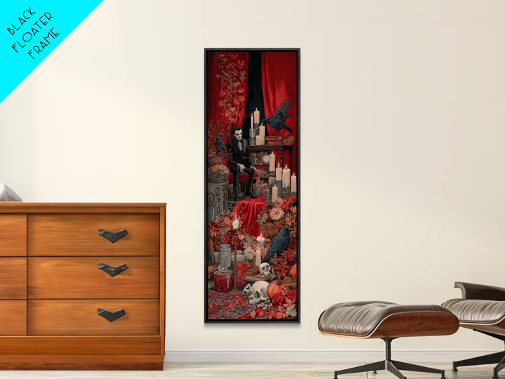 The Velvet Vampire Conservatory - Occult Still Life, Occult Wall Decor, Tall Narrow Wall Art, Canvas Print, Halloween Home Decor