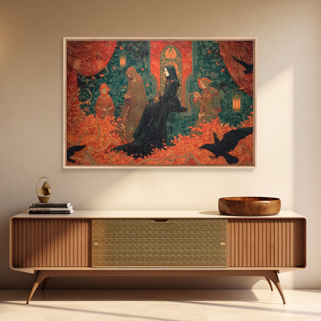The Velvet Vampire Conservatory - Procession Scene, Occult Wall Decor, Landscape Wall Art, Canvas Print, Halloween Home Decor