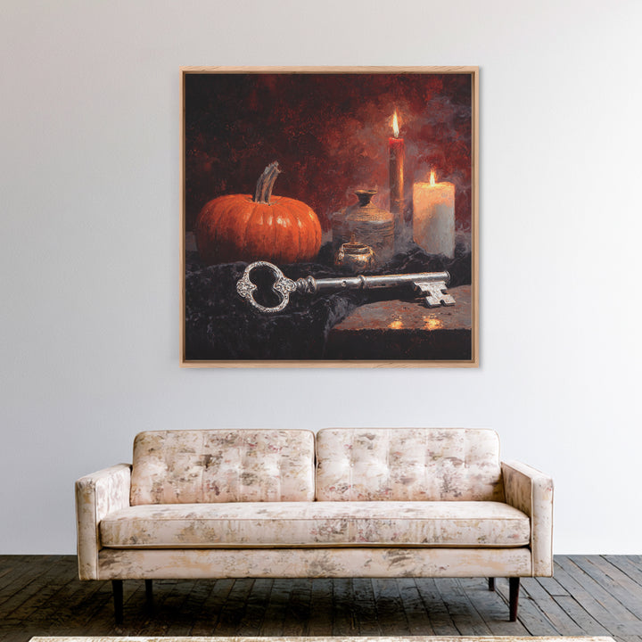 The Bone Key Still Life - Icon Portrait, Halloween Wall Art, Square Wall Art, Framed Canvas Print, Halloween Home Decor, Gothic Wall Art