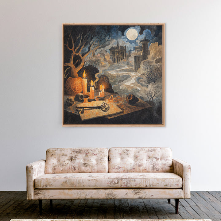 The Bone Key Still Life - Environmental Panorama, Gothic Home Decor, Square Wall Art, Canvas Print, Halloween Home Decor, Gothic Wall Art