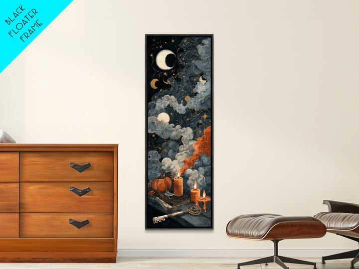 The Bone Key Still Life - Surreal Celestial Vision, Gothic Home Decor, Tall Narrow Wall Art, Canvas Print, Halloween Home Decor