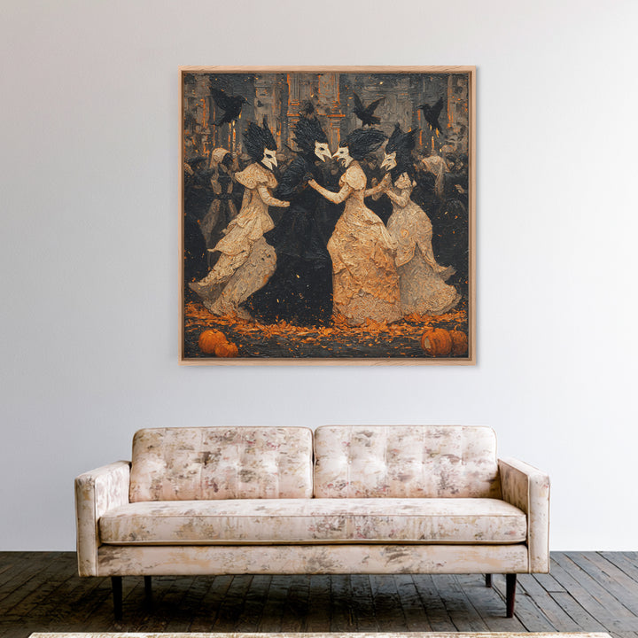 The Raven-Masked Ballroom - Icon Portrait, Gothic Home Decor, Square Wall Art, Canvas Print, Halloween Home Decor, Gothic Wall Art