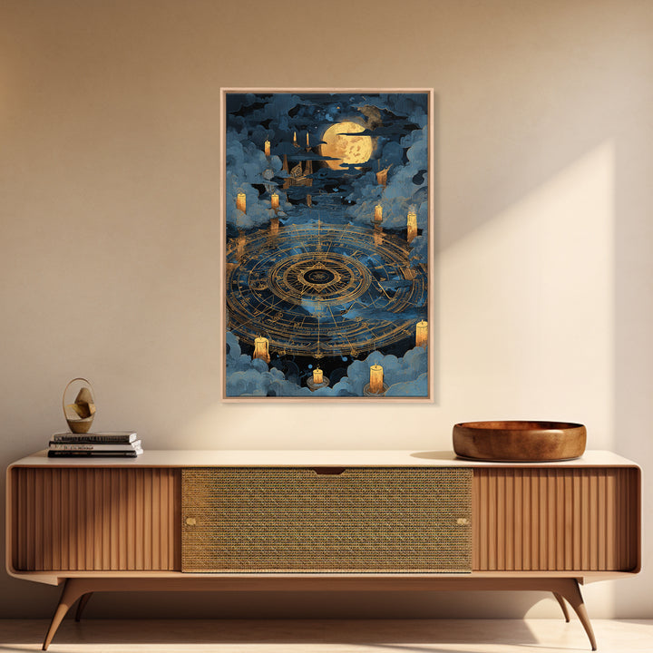 The Cursed Astrolabe - Icon Portrait, Spooky Wall Decor, Vertical Wall Art, Framed Canvas Print, Halloween Home Decor, Gothic Wall Art