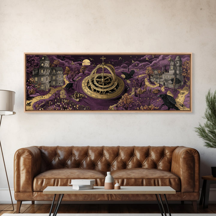 The Cursed Astrolabe - Environmental Panorama, Occult Wall Decor, Extra Wide Wall Art, Canvas Print, Halloween Home Decor, Gothic Wall Art