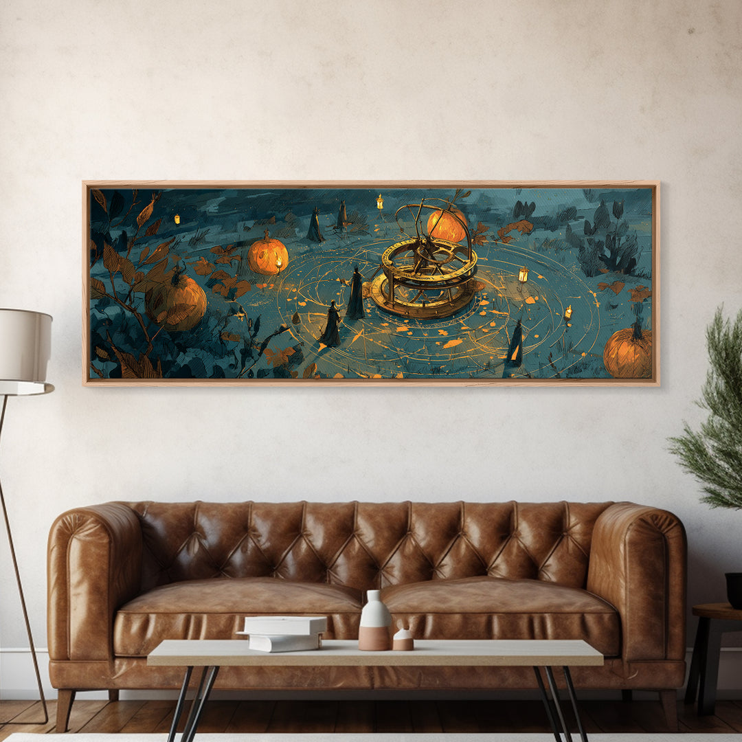 The Cursed Astrolabe - Procession Scene, Occult Wall Decor, Extra Wide Wall Art, Canvas Print, Halloween Home Decor, Gothic Wall Art