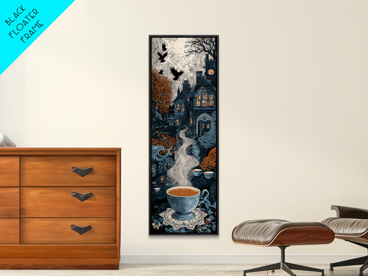 The Haunted Teacup Seance - Icon Portrait, Dark Fantasy Wall Art, Tall Narrow Wall Art, Canvas Print, Halloween Home Decor, Gothic Wall Art