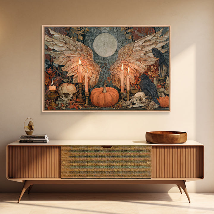 The Pumpkin-Winged Angel - Occult Still Life, Occult Wall Decor, Landscape Wall Art, Canvas Print, Halloween Home Decor, Gothic Wall Art