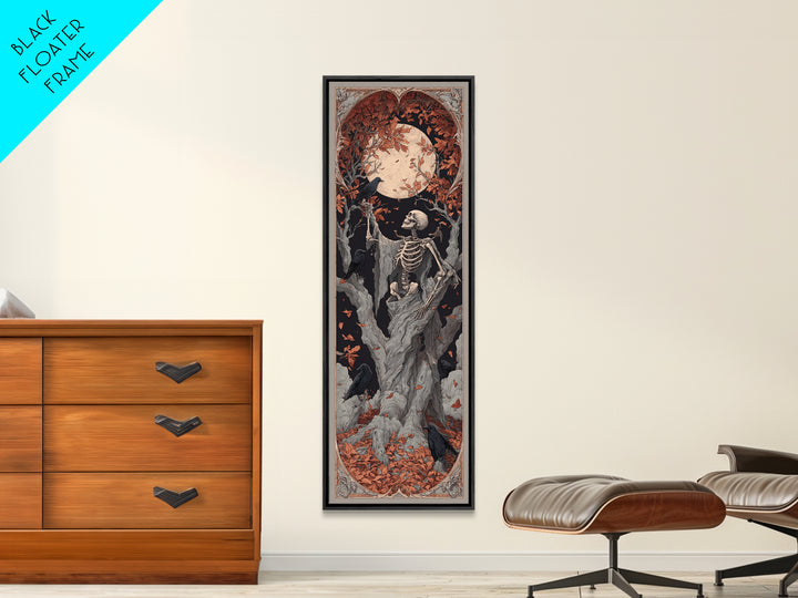 The Skeleton Cartographer - Icon Portrait, Occult Wall Decor, Tall Narrow Wall Art, Canvas Print, Halloween Home Decor, Gothic Wall Art