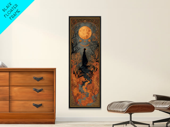 The Witch Astronomical Cabinet - Icon Portrait, Spooky Wall Decor, Tall Narrow Wall Art, Framed Canvas Print, Halloween Home Decor