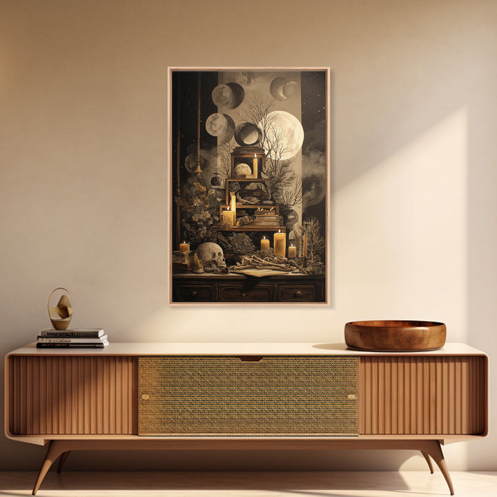 The Witch Astronomical Cabinet - Occult Still Life, Gothic Home Decor, Vertical Wall Art, Canvas Print, Halloween Home Decor