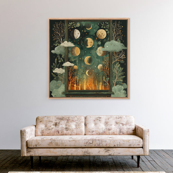 The Witch Astronomical Cabinet - Surreal Celestial Vision, Dark Fantasy Wall Art, Square Wall Art, Canvas Print, Halloween Home Decor