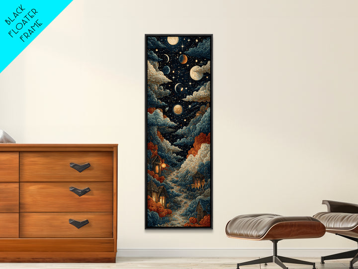 The Witch Astronomical Cabinet - Surreal Celestial Vision, Spooky Wall Decor, Tall Narrow Wall Art, Framed Canvas Print, Gothic Wall Art