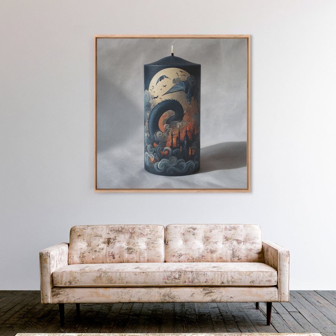 The Candle Smoke Dragon - Icon Portrait, Gothic Home Decor, Square Wall Art, Canvas Print, Halloween Home Decor, Gothic Wall Art