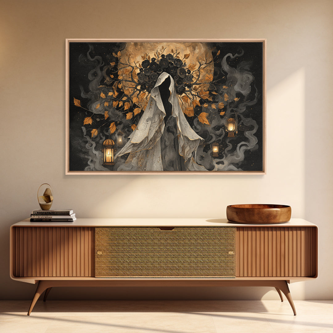 The Mourning Moth Halo - Procession Scene, Dark Fantasy Wall Art, Landscape Wall Art, Canvas Print, Halloween Home Decor, Gothic Wall Art