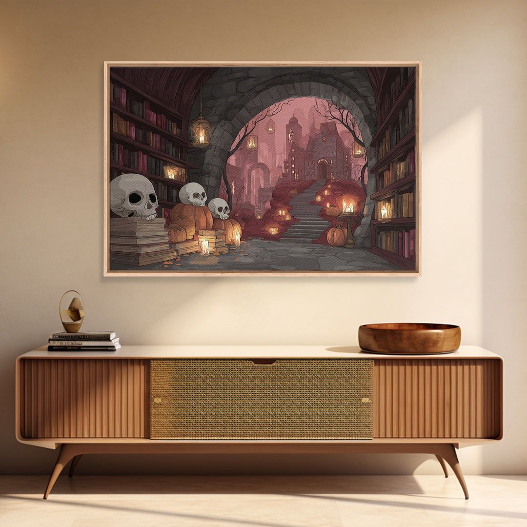 The Catacomb Library - Environmental Panorama, Gothic Home Decor, Landscape Wall Art, Canvas Print, Halloween Home Decor, Gothic Wall Art