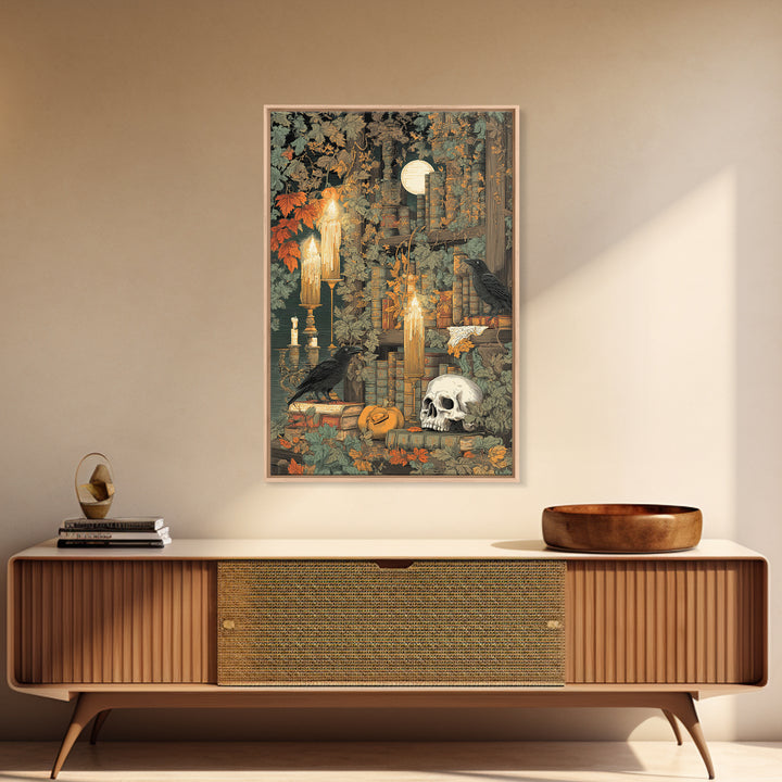 The Catacomb Library - Occult Still Life, Dark Fantasy Wall Art, Vertical Wall Art, Canvas Print, Halloween Home Decor, Gothic Wall Art