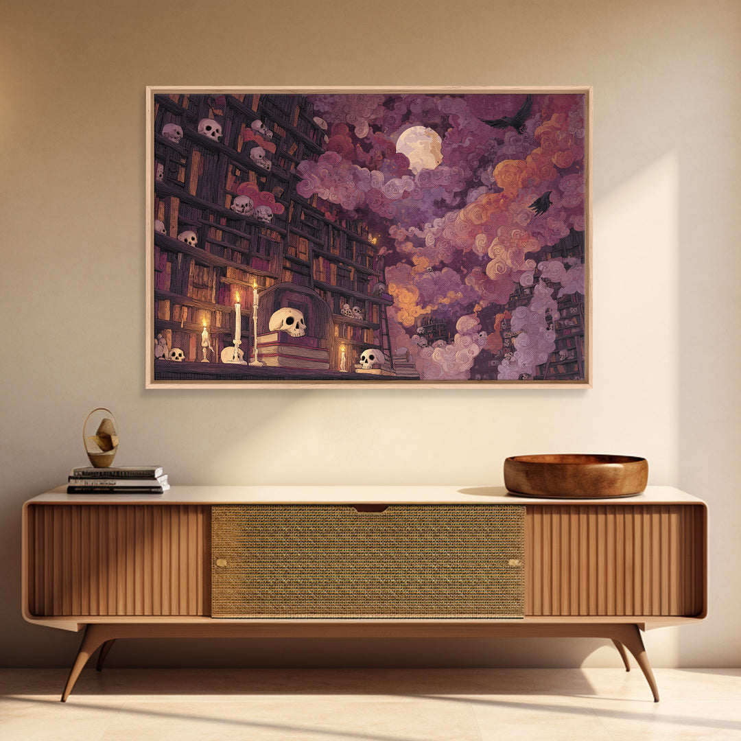 The Catacomb Library - Surreal Celestial Vision, Dark Fantasy Wall Art, Landscape Wall Art, Canvas Print, Halloween Home Decor