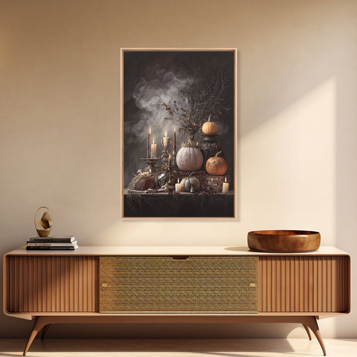 The Jack-O-Lantern Crown Jewels - Occult Still Life, Gothic Home Decor, Vertical Wall Art, Canvas Print, Halloween Home Decor