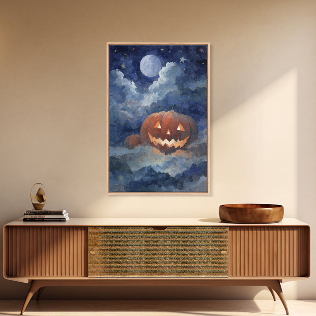 The Jack-O-Lantern Crown Jewels - Surreal Celestial Vision, Gothic Home Decor, Vertical Wall Art, Canvas Print, Halloween Home Decor