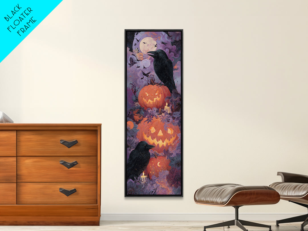 The Jack-O-Lantern Crown Jewels - Surreal Celestial Vision, Halloween Wall Art, Tall Narrow Wall Art, Framed Canvas Print, Gothic Wall Art