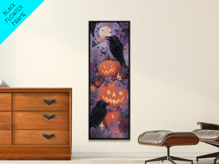 The Jack-O-Lantern Crown Jewels - Surreal Celestial Vision, Halloween Wall Art, Tall Narrow Wall Art, Framed Canvas Print, Gothic Wall Art