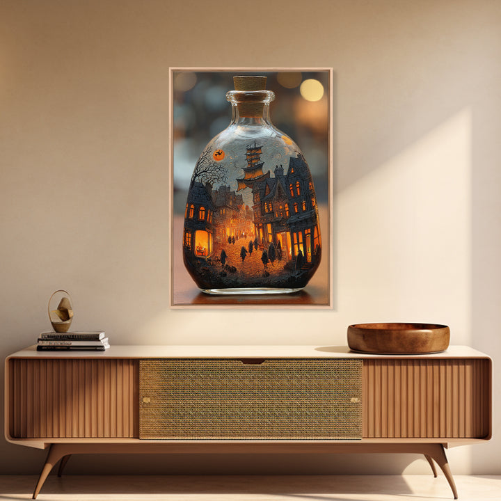 The Ghost Ship In A Bottle - Procession Scene, Gothic Home Decor, Vertical Wall Art, Canvas Print, Halloween Home Decor, Gothic Wall Art