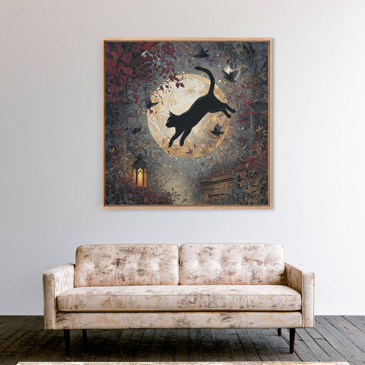 The Black Cat Constellation - Icon Portrait, Occult Wall Decor, Square Wall Art, Canvas Print, Halloween Home Decor, Gothic Wall Art
