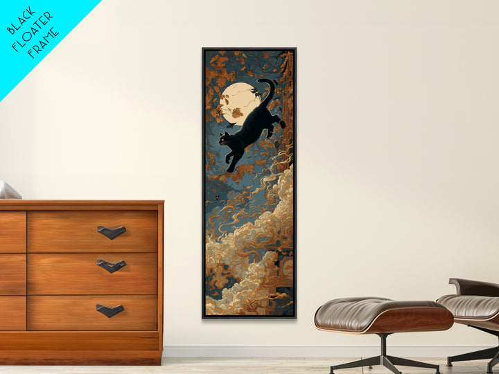 The Black Cat Constellation - Icon Portrait, Dark Fantasy Wall Art, Tall Narrow Wall Art, Canvas Print, Halloween Home Decor