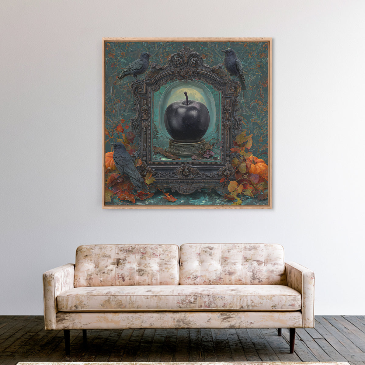 The Poison Apple Reliquary - Icon Portrait, Macabre Halloween Art, Square Wall Art, Framed Canvas Print, Halloween Home Decor