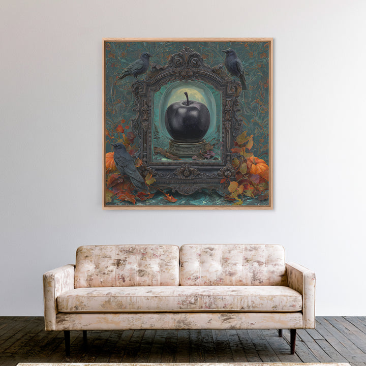 The Poison Apple Reliquary - Icon Portrait, Macabre Halloween Art, Square Wall Art, Framed Canvas Print, Halloween Home Decor