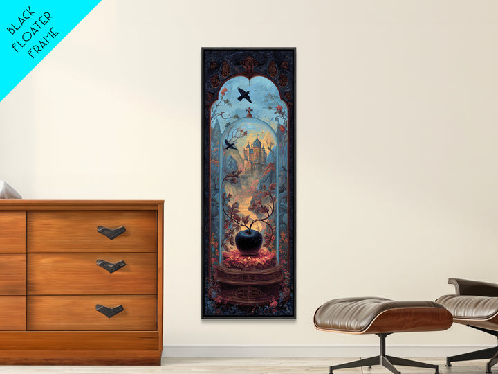 The Poison Apple Reliquary - Environmental Panorama, Macabre Halloween Art, Tall Narrow Wall Art, Framed Canvas Print, Halloween Home Decor