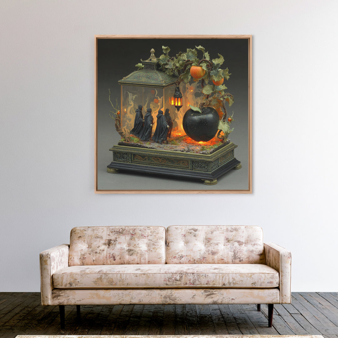 The Poison Apple Reliquary - Procession Scene, Occult Wall Decor, Square Wall Art, Canvas Print, Halloween Home Decor, Gothic Wall Art