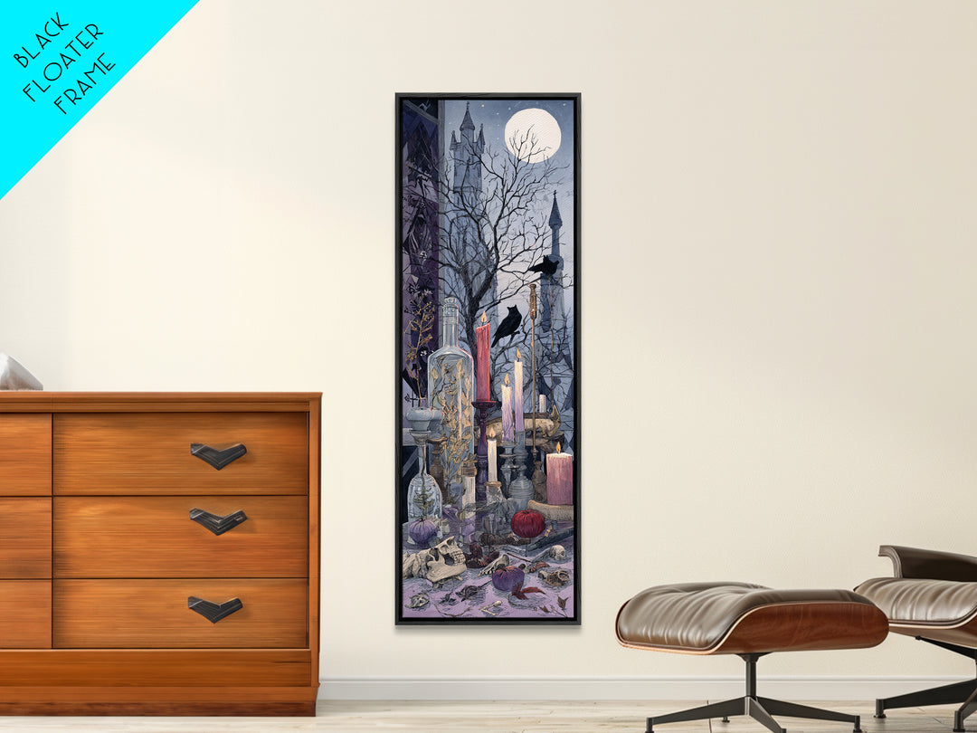 The Gargoyle Rooftop Choir - Occult Still Life, Gothic Home Decor, Tall Narrow Wall Art, Canvas Print, Halloween Home Decor, Gothic Wall Art