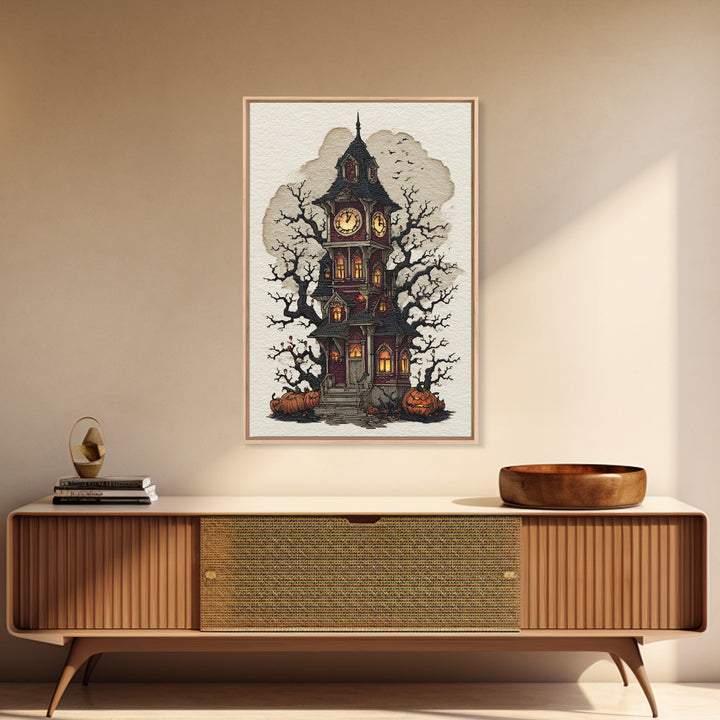 The October Clock Tower - Icon Portrait, Occult Wall Decor, Vertical Wall Art, Canvas Print, Halloween Home Decor, Gothic Wall Art