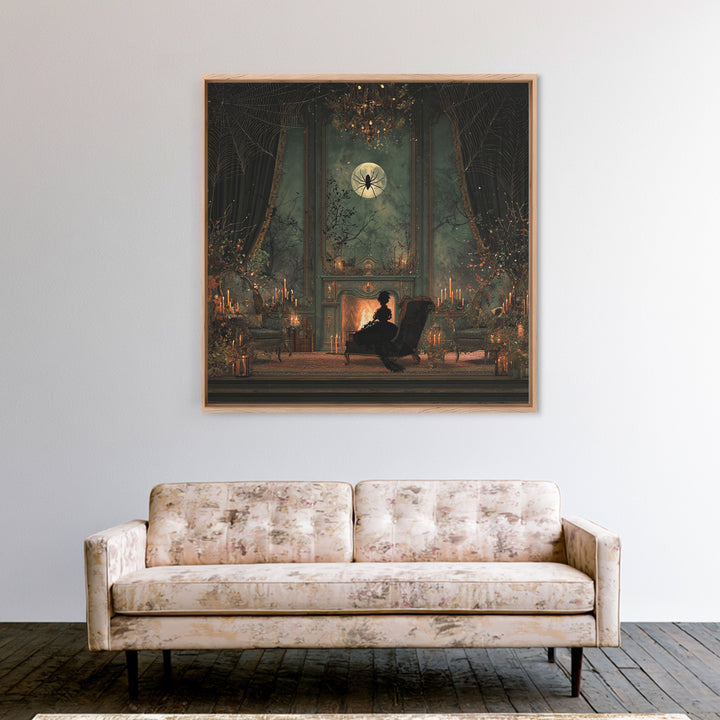 The Spider Queen Parlor - Icon Portrait, Spooky Wall Decor, Square Wall Art, Framed Canvas Print, Halloween Home Decor, Gothic Wall Art