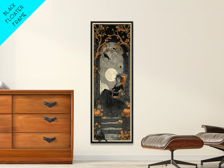 The Spider Queen Parlor - Icon Portrait, Macabre Halloween Art, Tall Narrow Wall Art, Framed Canvas Print, Halloween Home Decor