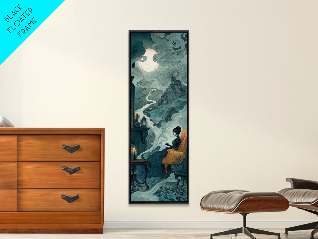 The Spider Queen Parlor - Environmental Panorama, Halloween Wall Art, Tall Narrow Wall Art, Framed Canvas Print, Halloween Home Decor