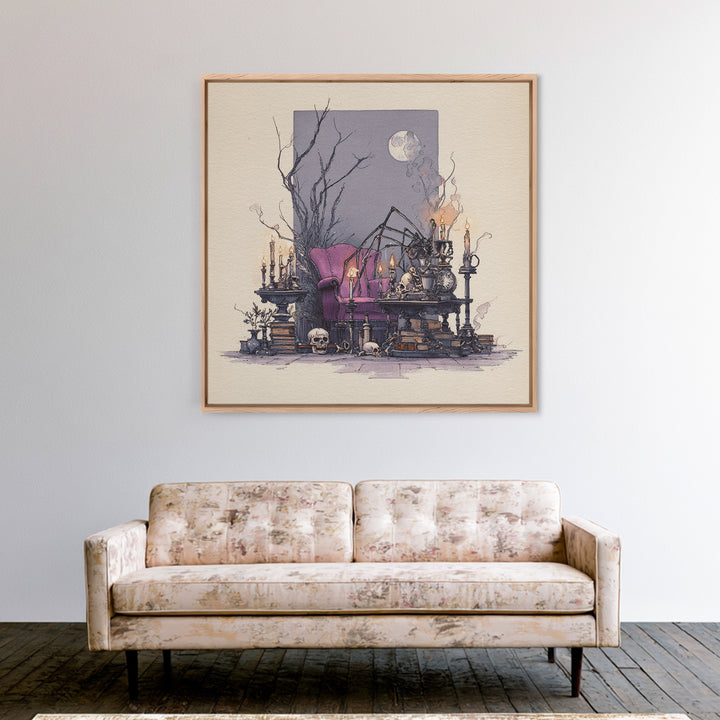 The Spider Queen Parlor - Occult Still Life, Gothic Home Decor, Square Wall Art, Canvas Print, Halloween Home Decor, Gothic Wall Art