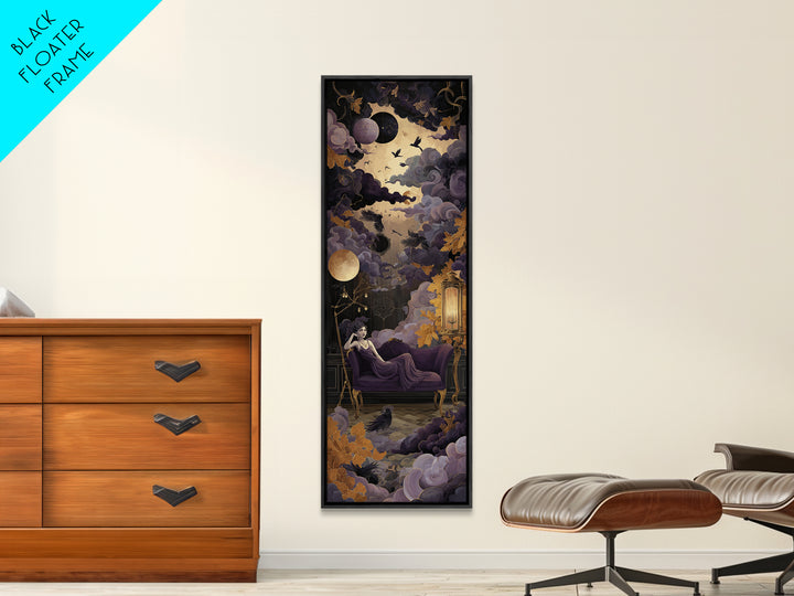The Spider Queen Parlor - Surreal Celestial Vision, Gothic Home Decor, Tall Narrow Wall Art, Canvas Print, Halloween Home Decor