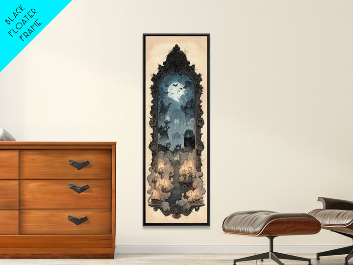 The Monster In The Mirror Cabinet - Icon Portrait, Gothic Home Decor, Tall Narrow Wall Art, Canvas Print, Halloween Home Decor