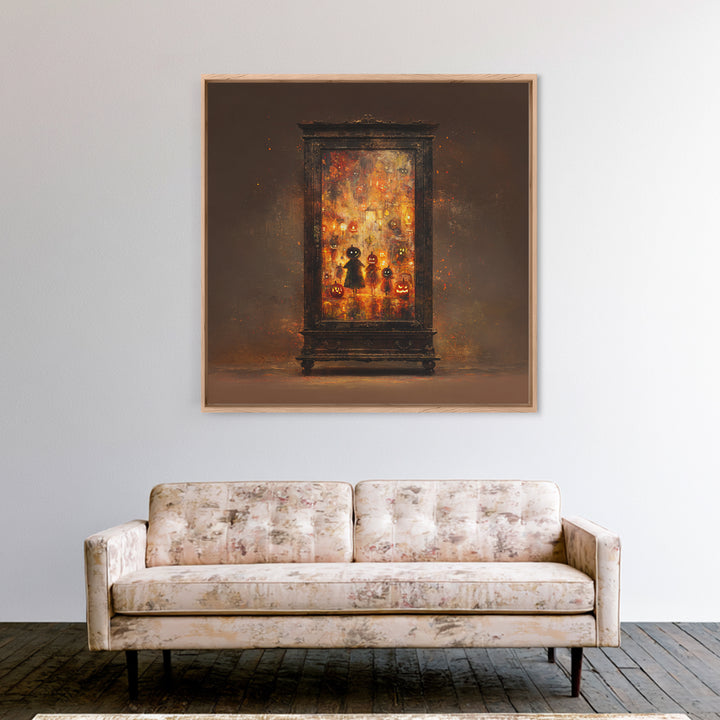The Monster In The Mirror Cabinet - Procession Scene, Dark Fantasy Wall Art, Square Wall Art, Canvas Print, Halloween Home Decor