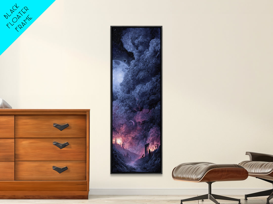 The Dreaming Priest Of The Outer Gate, Dark Fantasy Wall Art, Tall Narrow Wall Art, Framed Canvas Print, Halloween Home Decor