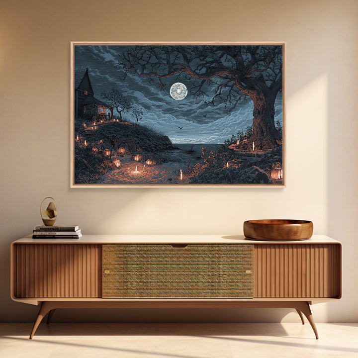 The Star-Seer Of Black Dunwich, Halloween Wall Art, Landscape Wall Art, Framed Canvas Print, Halloween Home Decor, Gothic Wall Art