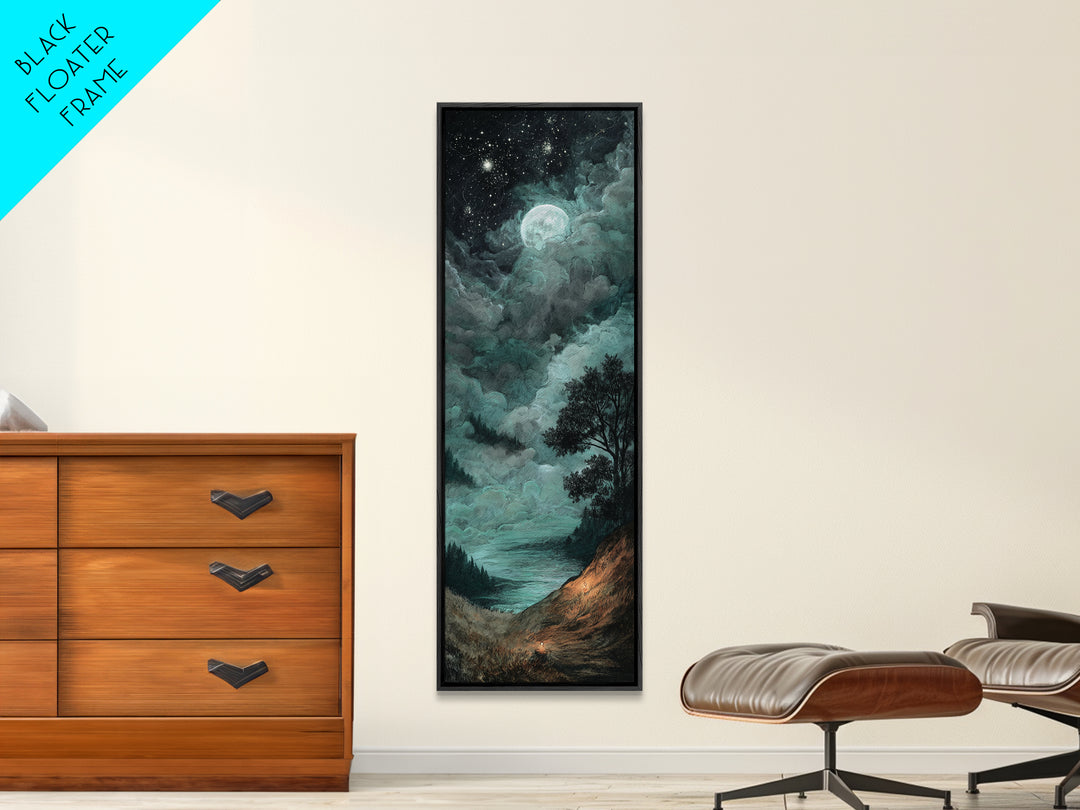 The Bride Of The Abyssal Moon, Occult Wall Decor, Tall Narrow Wall Art, Framed Canvas Print, Halloween Home Decor, Gothic Wall Art