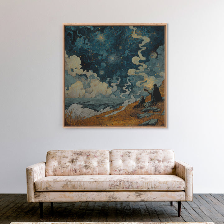 The Astronomer Of The Hollow Sky, Halloween Wall Art, Square Wall Art, Framed Canvas Print, Halloween Home Decor, Gothic Wall Art