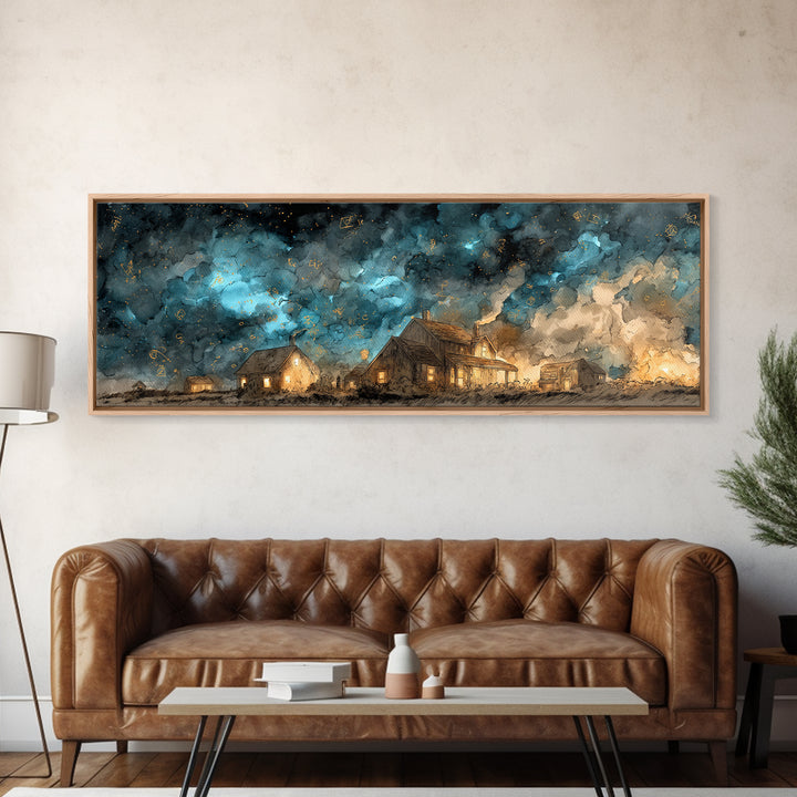 The Crawler Beneath The Floor Of Stars, Cosmic Horror Decor, Extra Wide Wall Art, Canvas Print, Halloween Home Decor, Gothic Wall Art
