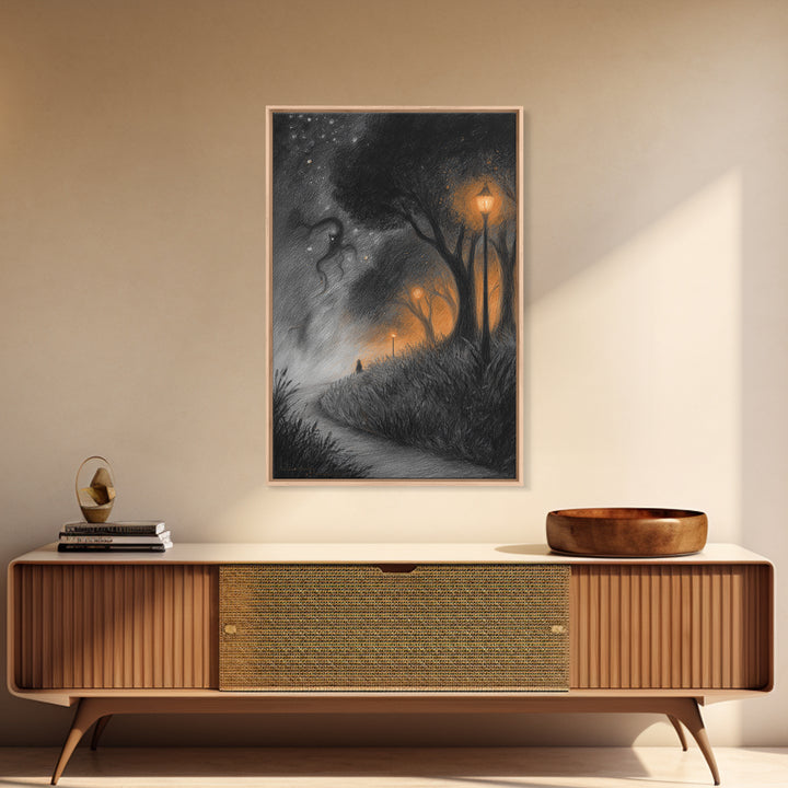 The Widow Of The Whispering Comet, Lovecraftian Wall Art, Vertical Wall Art, Framed Canvas Print, Halloween Home Decor, Gothic Wall Art